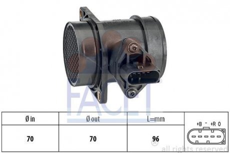 Расходомер воздуха (5конт.) AUDI A4/ A6/SKODA OCTAVIA 1.6/1.8T 96-10 FACET 10.1439 (фото 1)