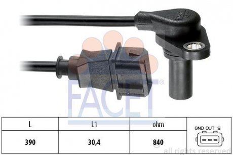 Датчик коленвала Octavia/Bora/Golf 1.6-2.3 96-07 FACET 9.0204 (фото 1)