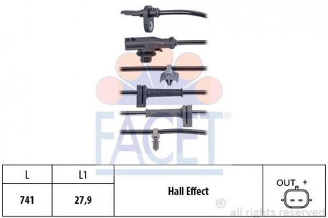 Датчик ABS передний Ford Courier 14-> FACET 21.0124