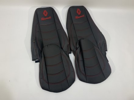 Набір чохлів на сидіння RENAULT PREMIUM 460 DXI E5 чорного кольору з червоною ниткою Турция RE-PREM-IIRD (фото 1)