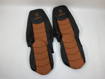 Набір чохлів на сидіння SCANIA R-G 420 (високе та низьке) чорно-коричневого кольору Турция SCA-R420BR-H
