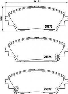 Гальмівнi колодки дисковi перед. Mazda 3 1.5/2.0/2.2D 09.13- HELLA 8DB 355 021-421 (фото 1)