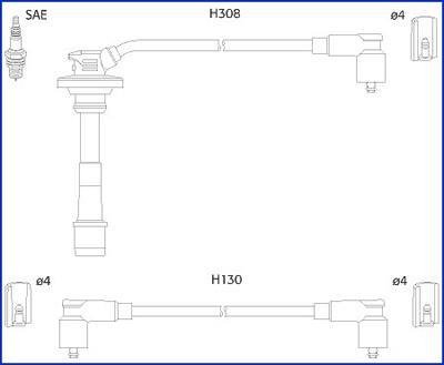 TOYOTA Комплект высоковольтных проводов Avensis 1,6 -00, Carina 1,6 -97 HITACHI 134562