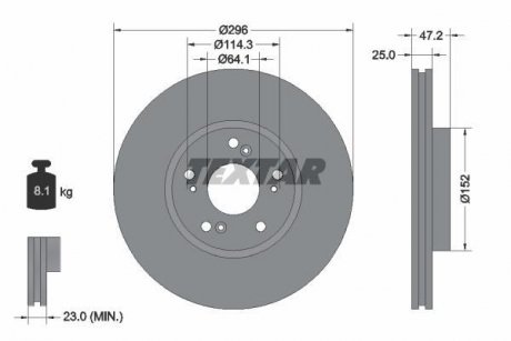 TEXTAR Тормозной диск пер. HONDA Accord 08- (МКП) TEXTAR 92195000