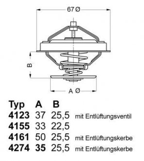 VW ТЕРМОСТАТ 87°C T2 1,9-2,1B,VENTO WAHLER 4155.87D