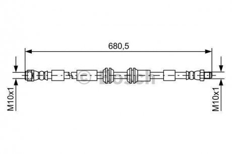 Шланг тормозной пер. DB ML 12- BOSCH 1987481734 (фото 1)