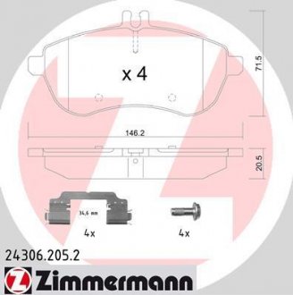 Колодки передние ZIMMERMANN 243062052 (фото 1)