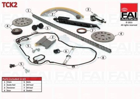 Р-кт ланцюга привода р/вала (з ущільненнями) Opel Astra G/Vectra B/C 2.2 16V/2.2Dti FAI TCK2