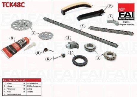 К-кт ланцюга ГРМ (+к-кт на масляний насос) Smart 0.6 City-Coupe 98-04/Cabrio 00-04/ Crossblade 06.02- FAI TCK48C