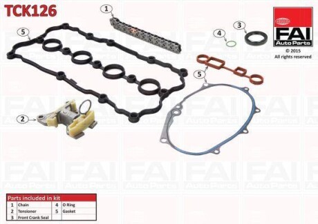 К-кт ланцюга ГРМ (повний) Skoda Octavia 2.0FSI 04-/VW Passat 05-/Jetta 05- FAI TCK126 (фото 1)