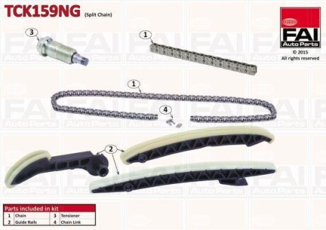 Повний к-кт ланцюга ГРМ (з ланцюгом масляного насоса) DB A(W169)/B(W245) Cdi FAI TCK159NG
