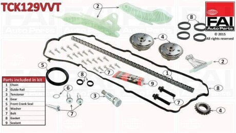 Комплект ланцюга ГРМ FAI TCK129VVT