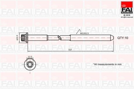 К-кт болтів ГБЦ Renault Megane LagunaTrafic 20 V16 01- FAI B1018