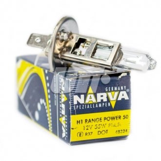 Автолампа Range Power 50+ H1 P14,5s 55 W прозрачная NARVA 48334