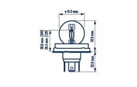 Автолампа R2 P45t 55 W 50 W прозрачная NARVA 49321