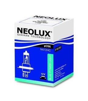 Автолампа Blue Lighting H4 P43t 90 W 100 W светло-голубая NEOLUX N472HC (фото 1)