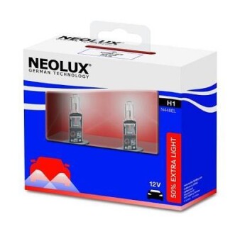 Автолампа 50 % Extra Light H1 P14,5s 55 W белая NEOLUX N448ELSCB