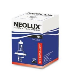 Автолампа 50 % Extra Light H4 P43t 60 W белая NEOLUX N472EL