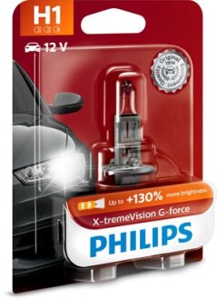 Автолампа X-tremeVision G-force H1 P14,5s 55 W прозрачно-голубая PHILIPS 12258XVGB1