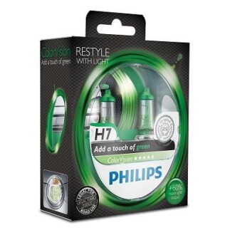 Автолампа ColorVision H7 PX26d 55 W зелёная PHILIPS 12972CVPGS2