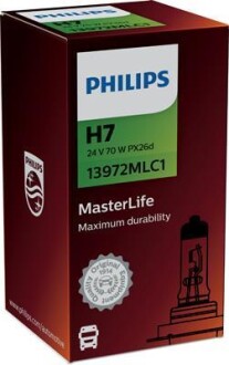 Автолампа MasterLife H7 PX26d 70 W прозрачная PHILIPS 13972MLC1