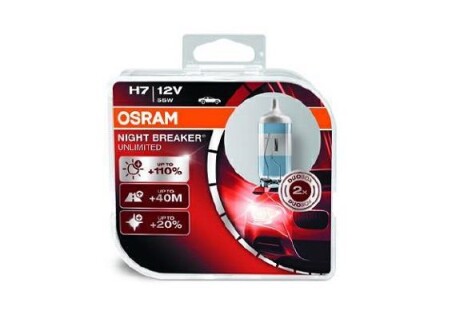 Автолампа Night Breaker Unlimited H7 PX26d 55 W прозрачно-голубая OSRAM 64210NBU-HCB