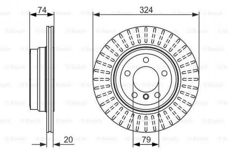 Гальмівний диск BMW 7(E65,E66) 730i,iL 04-08 R BOSCH 0986479671