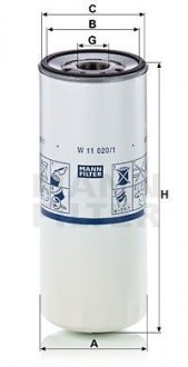 Фільтр масла TRUCK RENAULT 520 13- MANN-FILTER W11020/1 (фото 1)