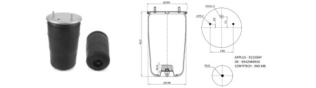 940MB Ресора пневматична APLUS 91220AP