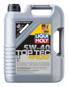 LM 5л TOP TEC 4100 5W-40 Масло моторное синтетическое (VW 505.01/505.00, BMW LL-04) LIQUI MOLY 9511 (фото 1)