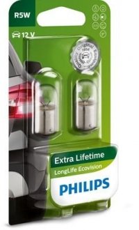 Автомобильная лампа (к-кт из 2шт) R5W LongeRLife EcoVision 12V BA15s Блистер - Цена указана за компл PHILIPS 38208230