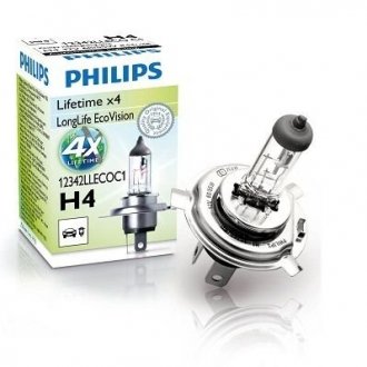 Автомобильная лампа H4 LongeRLife EcoVision 12V P43T-38 PHILIPS 36189630 (фото 1)