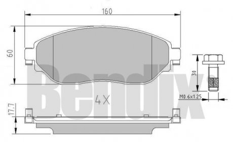 КОЛОДКИ ТОРМОЗНЫЕ RENAULT TRAFIC 14> ПЕРЕД БЕЗ ДАТЧИКА Bendix 511234