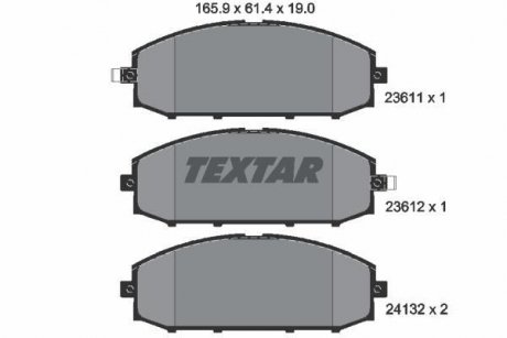 Гальмівні колодки, дискове гальмо (набір) TEXTAR 2361101