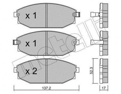 Гальмівні колодки, дискове гальмо (набір) METELLI 2203630 (фото 1)