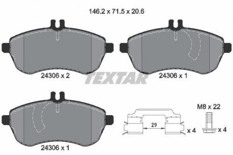 Гальмівні колодки, дискове гальмо (набір) TEXTAR 2430682