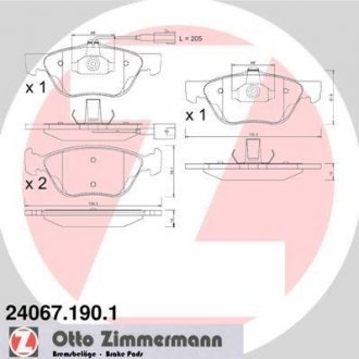 Гальмівні колодки, дискове гальмо (набір) ZIMMERMANN 240671901