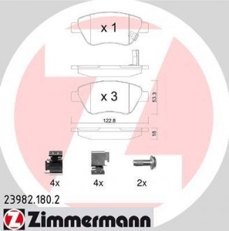 Гальмівні колодки, дискове гальмо (набір) ZIMMERMANN 239821802