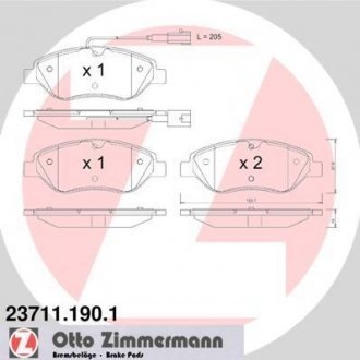 Гальмівні колодки, дискове гальмо (набір) ZIMMERMANN 237111901