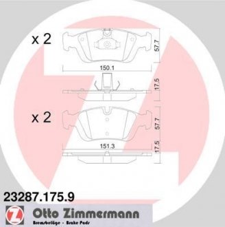 Гальмівні колодки, дискове гальмо (набір) ZIMMERMANN 232871759