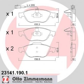 Гальмівні колодки, дискове гальмо (набір) ZIMMERMANN 231411901
