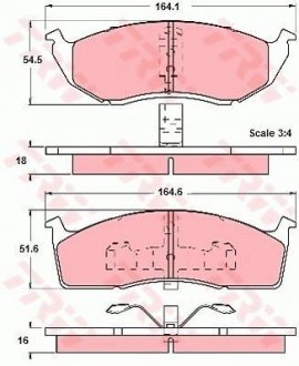 Гальмівні колодки, дискове гальмо (набір) TRW GDB1244