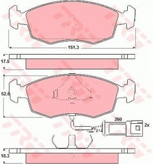 Гальмівні колодки, дискове гальмо (набір) TRW GDB301