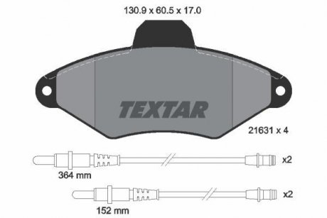 Гальмівні колодки, дискове гальмо (набір) TEXTAR 2163102 (фото 1)
