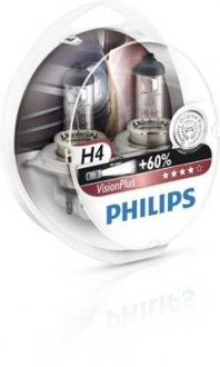 Набор ламп H4 VisionPlus 12V P43t-38 PHILIPS 39925728 (фото 1)