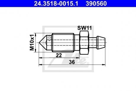 Болт воздушного клапана / вентиль ATE 24351800151 (фото 1)