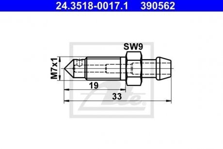 Болт воздушного клапана / вентиль ATE 24351800171 (фото 1)