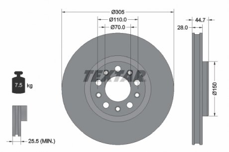 TARCZA HAMULCOWA PRZOD TEXTAR 92326305