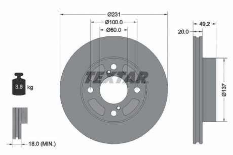 TARCZA HAMULCOWA PRZOD TEXTAR 92314003