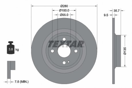 TARCZA HAMULCOWA TYL TEXTAR 92320003 (фото 1)